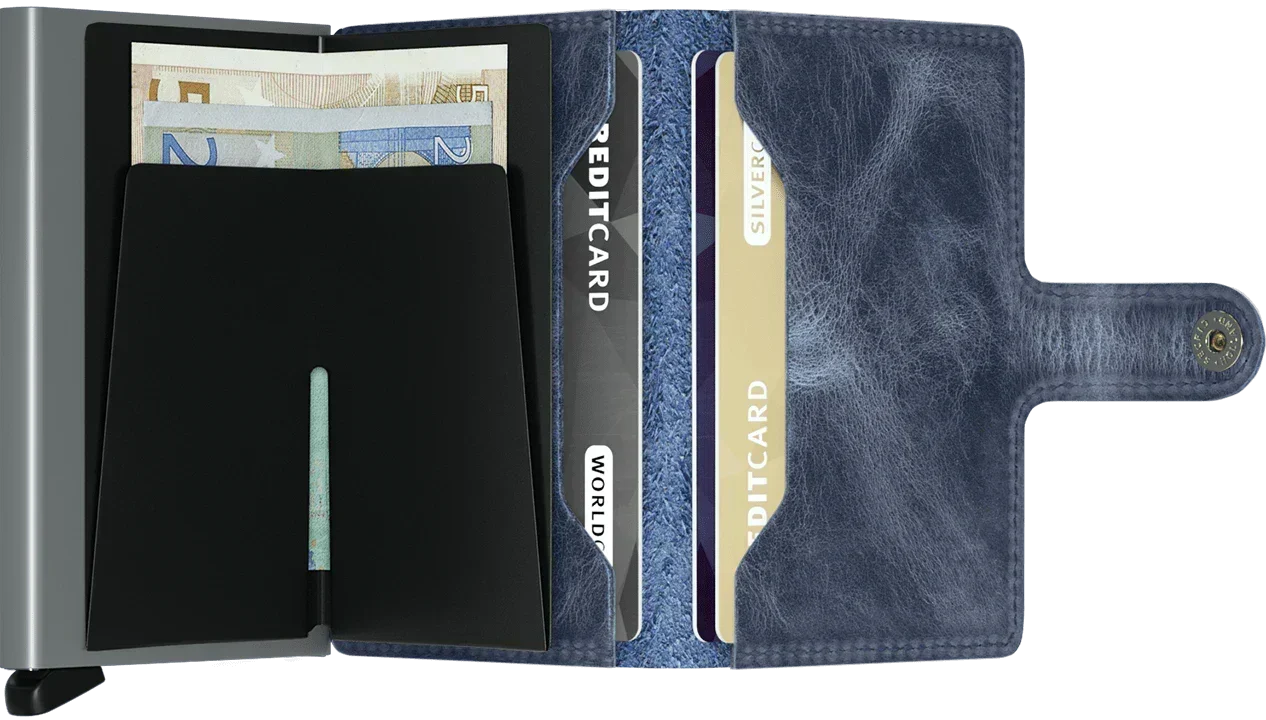 '- RFID Protected Mini Wallet - Vintage - Blue