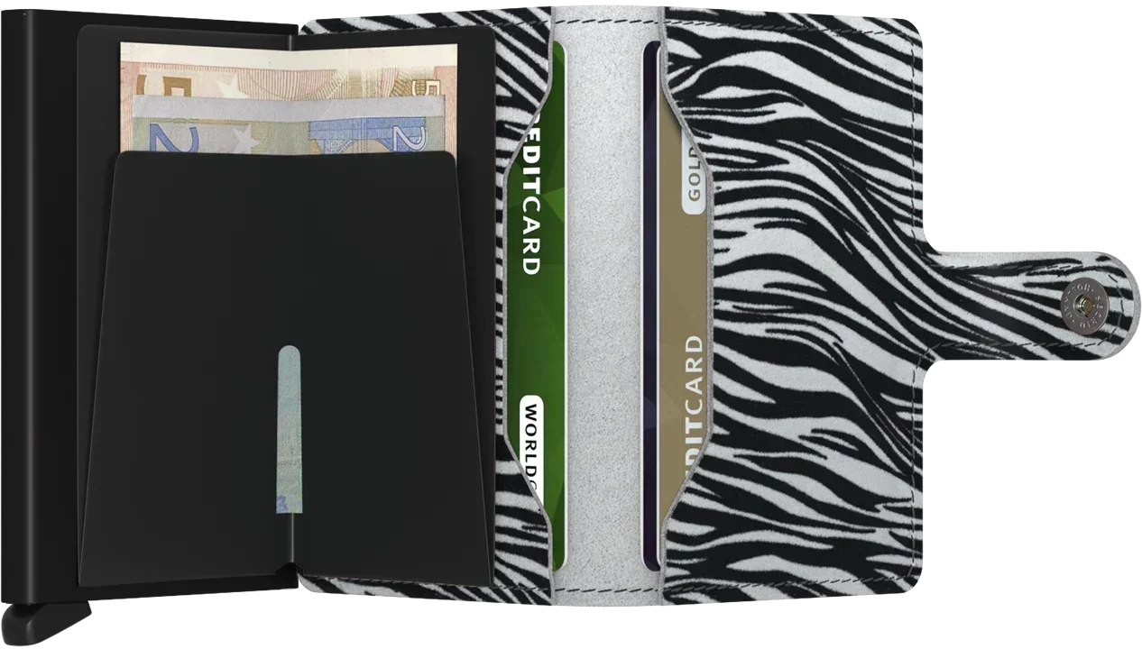 '- RFID Protected Mini Wallet - Zebra - Light Grey