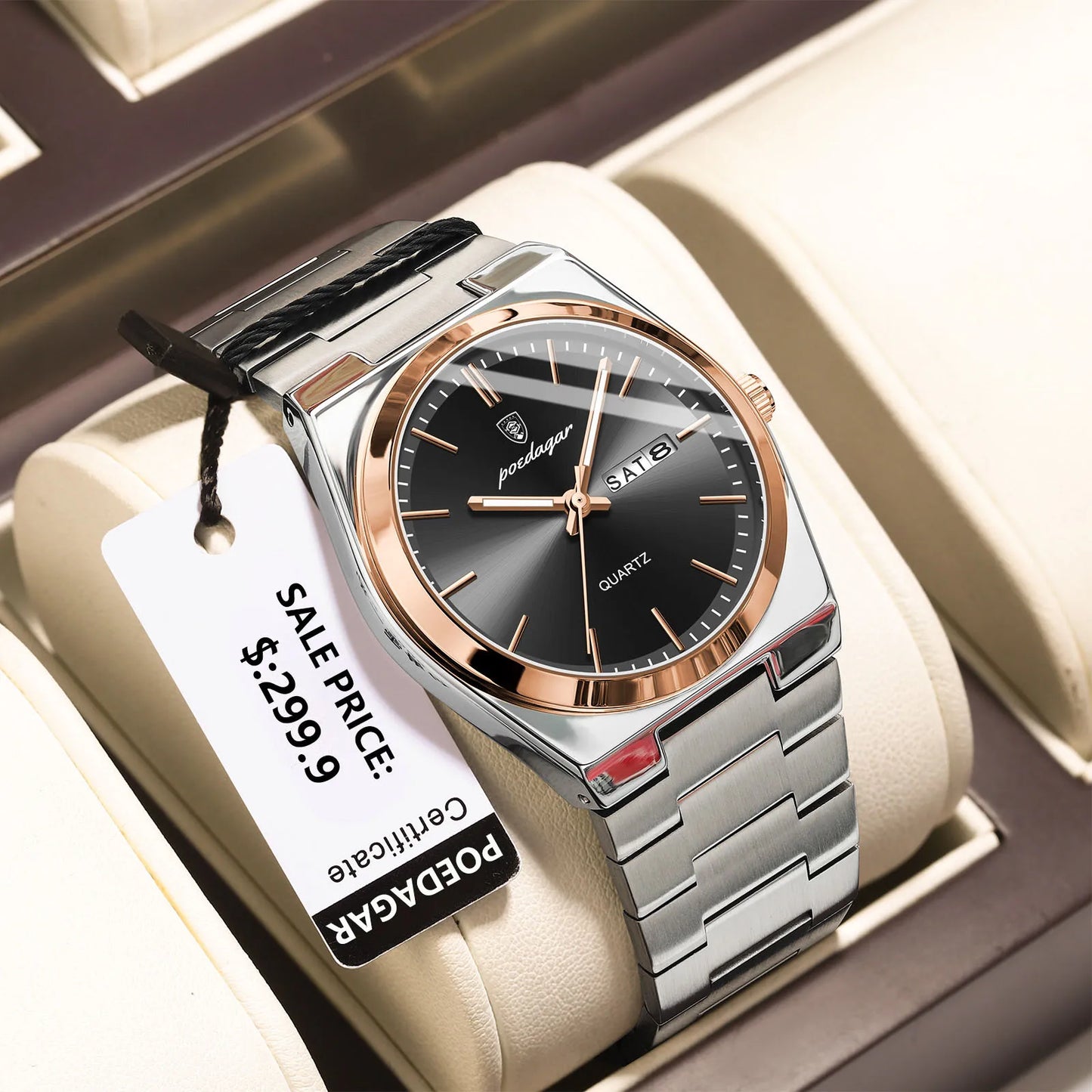 POEDAGAR Classic Date Watch