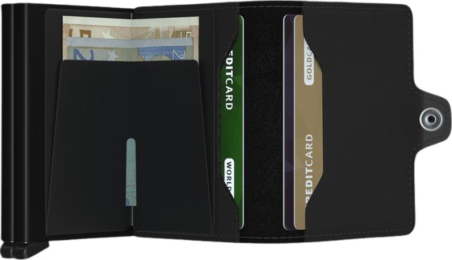 '- RFID Protected Twin Wallet - Matte - Black
