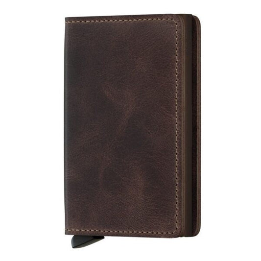 '- RFID Protected Slim Wallet - Vintage - Chocolate