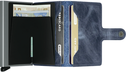 '- RFID Protected Mini Wallet - Vintage - Blue