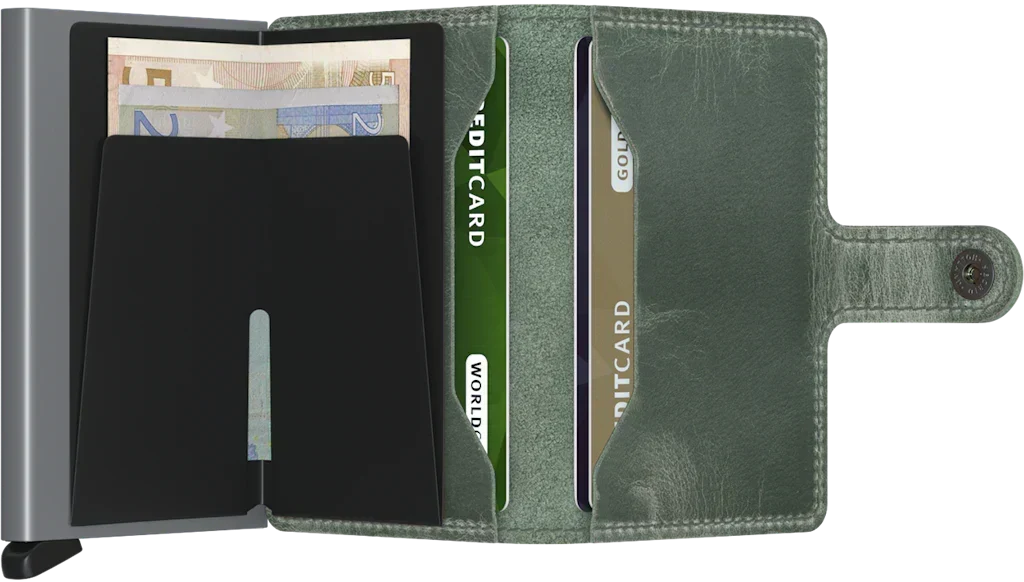 '- RFID Protected Mini Wallet - Vintage - Sage