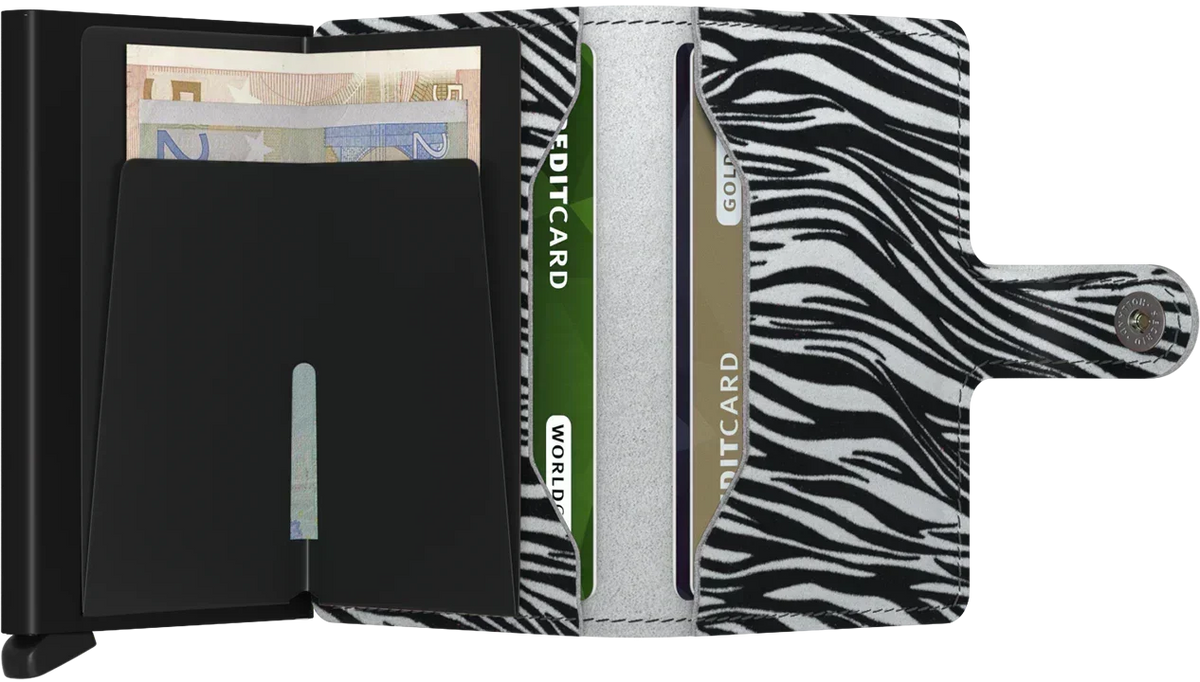 '- RFID Protected Mini Wallet - Zebra - Light Grey