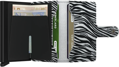 '- RFID Protected Mini Wallet - Zebra - Light Grey