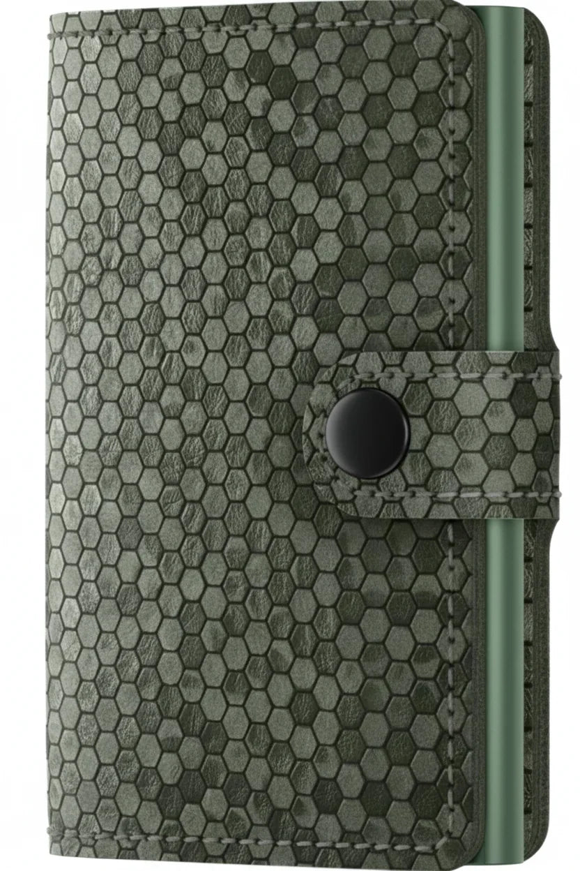 '- RFID Protected Mini Wallet - Hexagon - Green