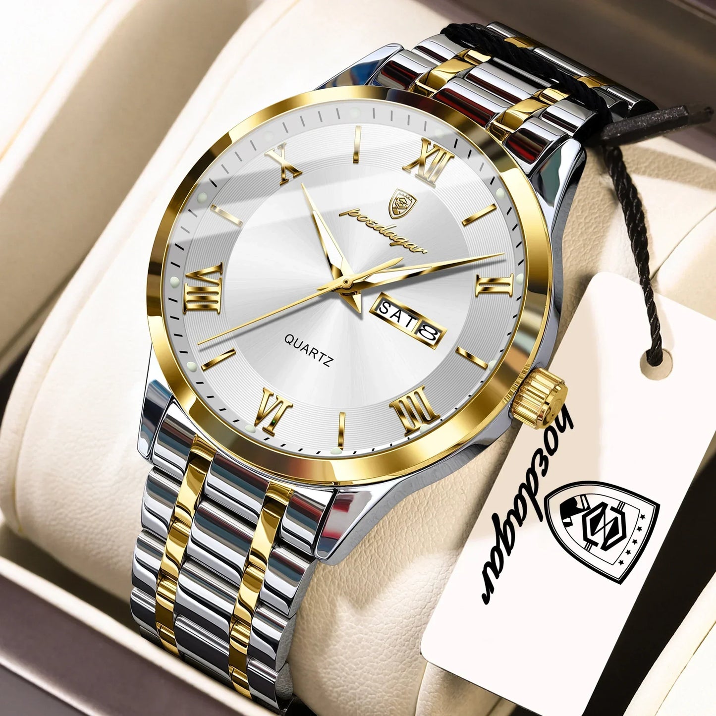 POEDAGAR Classic Day-Date Watch