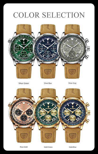POEDAGAR Chrono Leather Watch