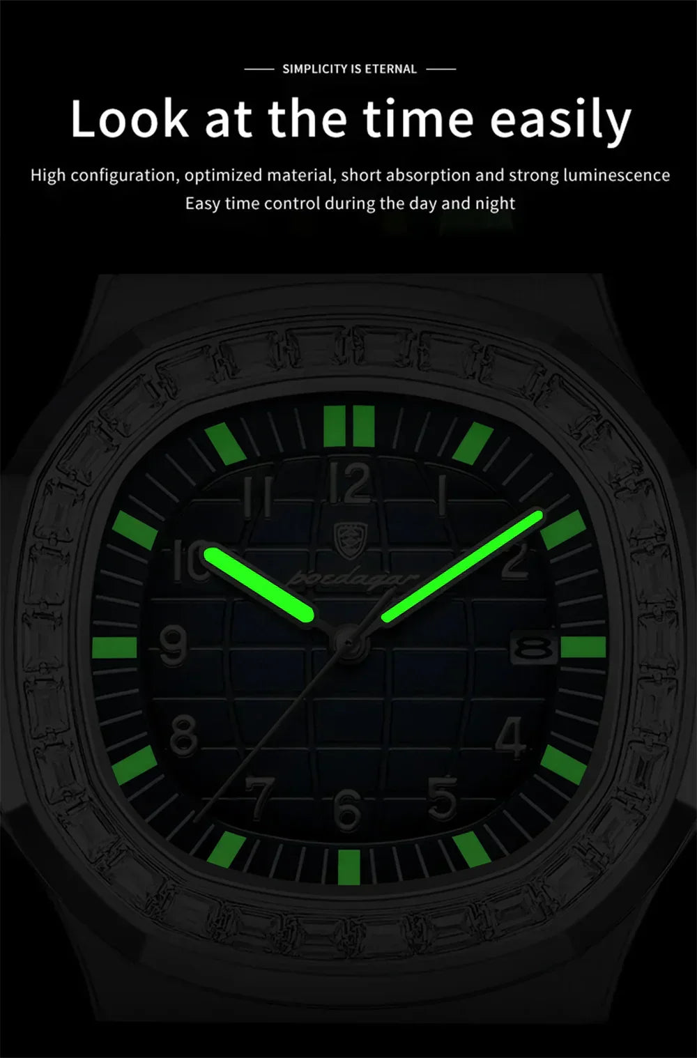 POEDAGAR Royal Grid Luxury Watch