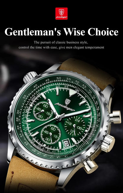 POEDAGAR Chrono Leather Watch