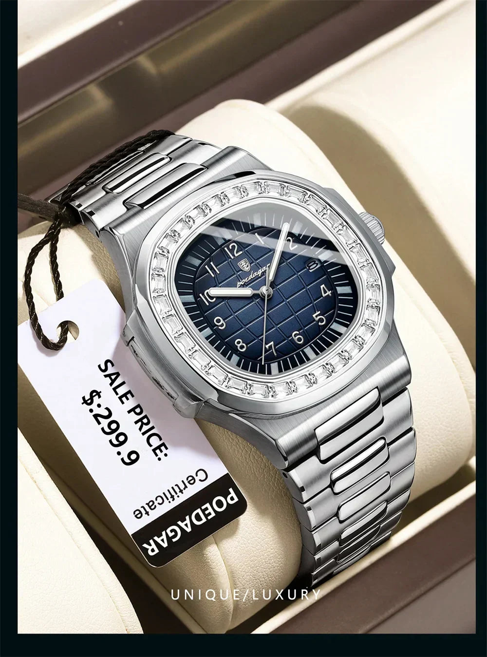 POEDAGAR Luxury Steel Watch