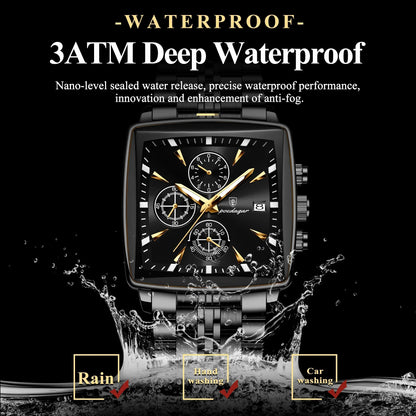 POEDAGAR Prestige Square Chronograph Watch