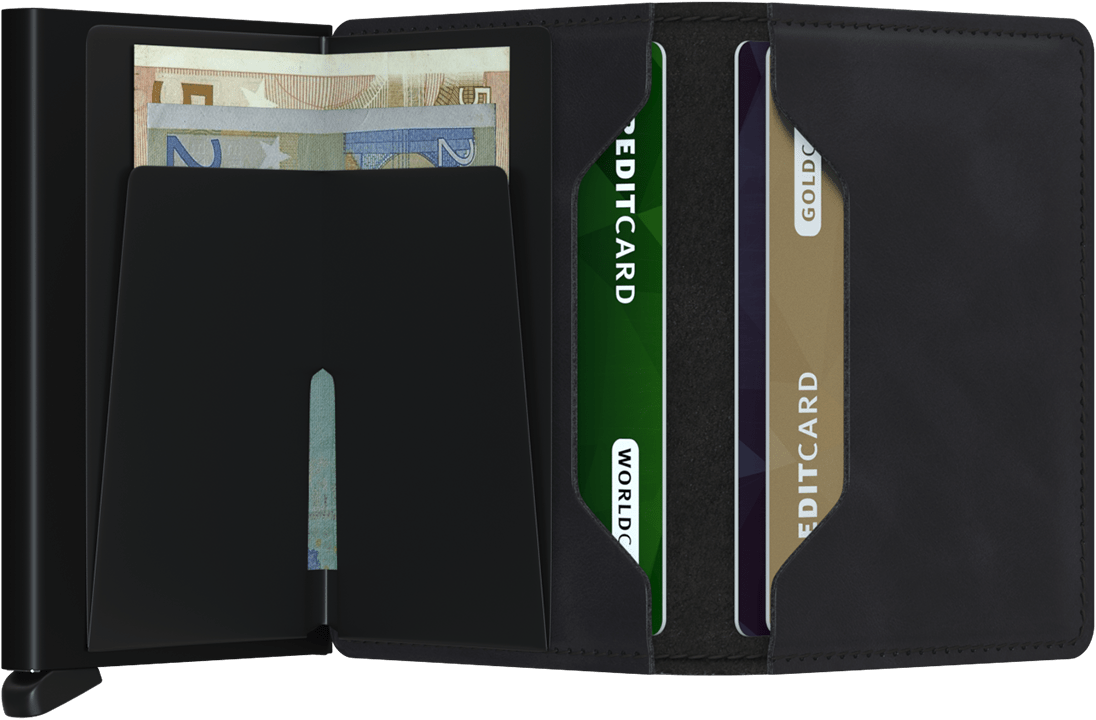 '- RFID Protected Slim Wallet - Vintage - Black