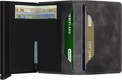 '- RFID Protected Slim Wallet - Vintage - Grey-Black