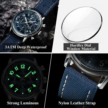 POEDAGAR Tactical Chronograph Watch