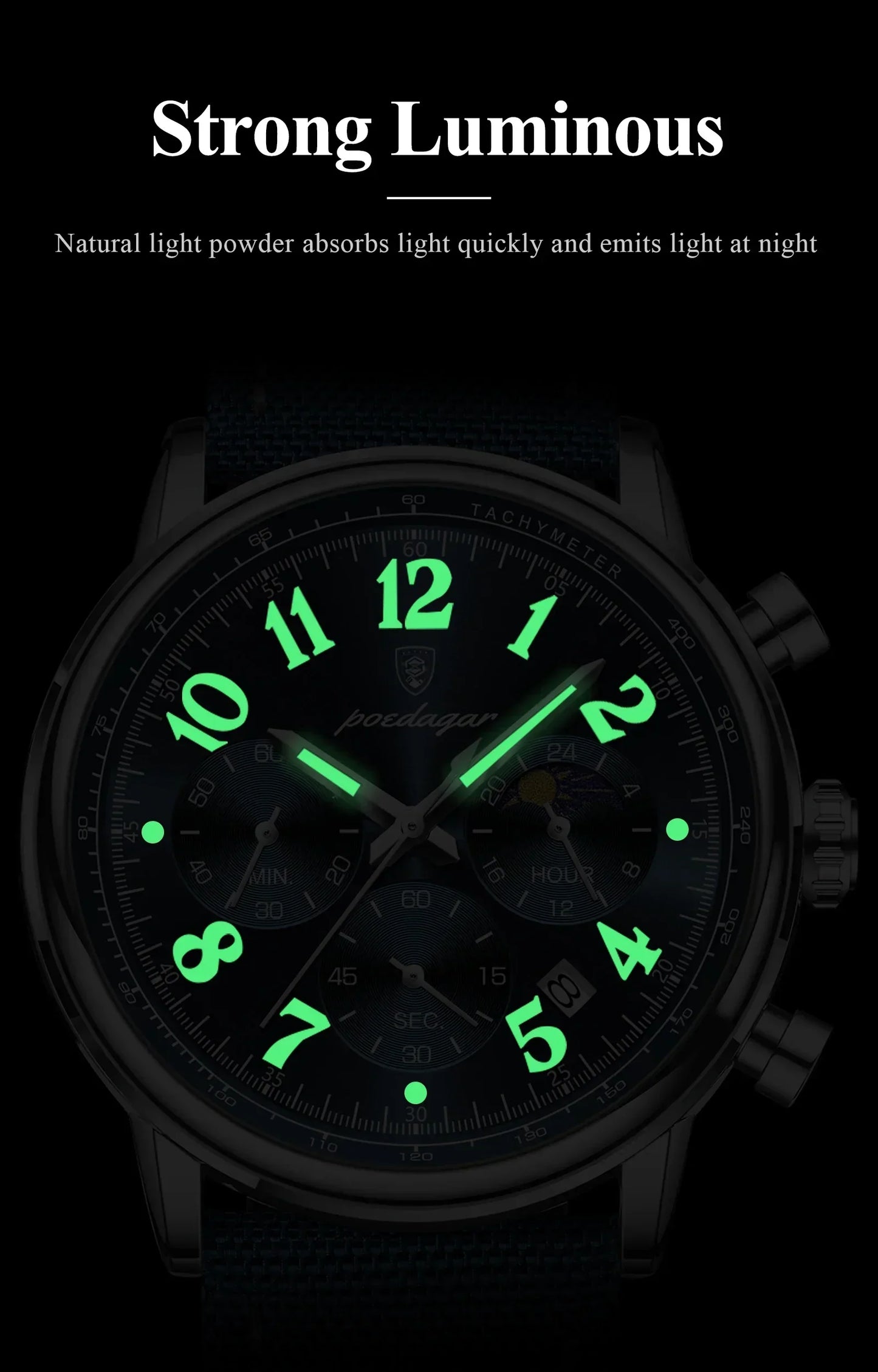 POEDAGAR Tactical Chronograph Watch