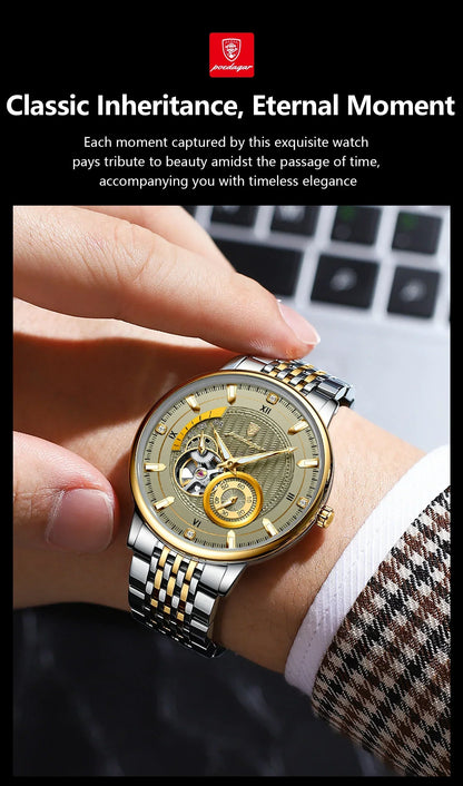 POEDAGAR Prestige Skeleton Automatic Watch