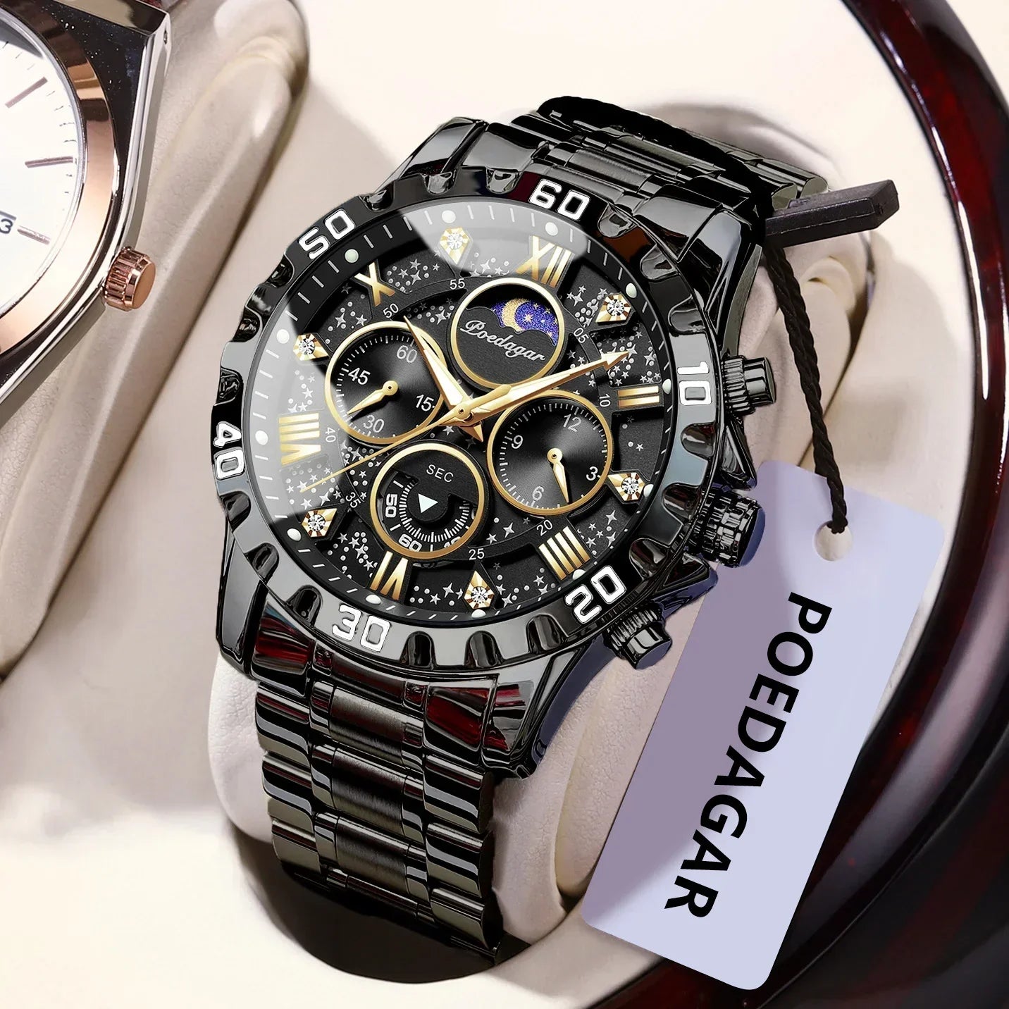 POEDAGAR Chrono Steel Watch