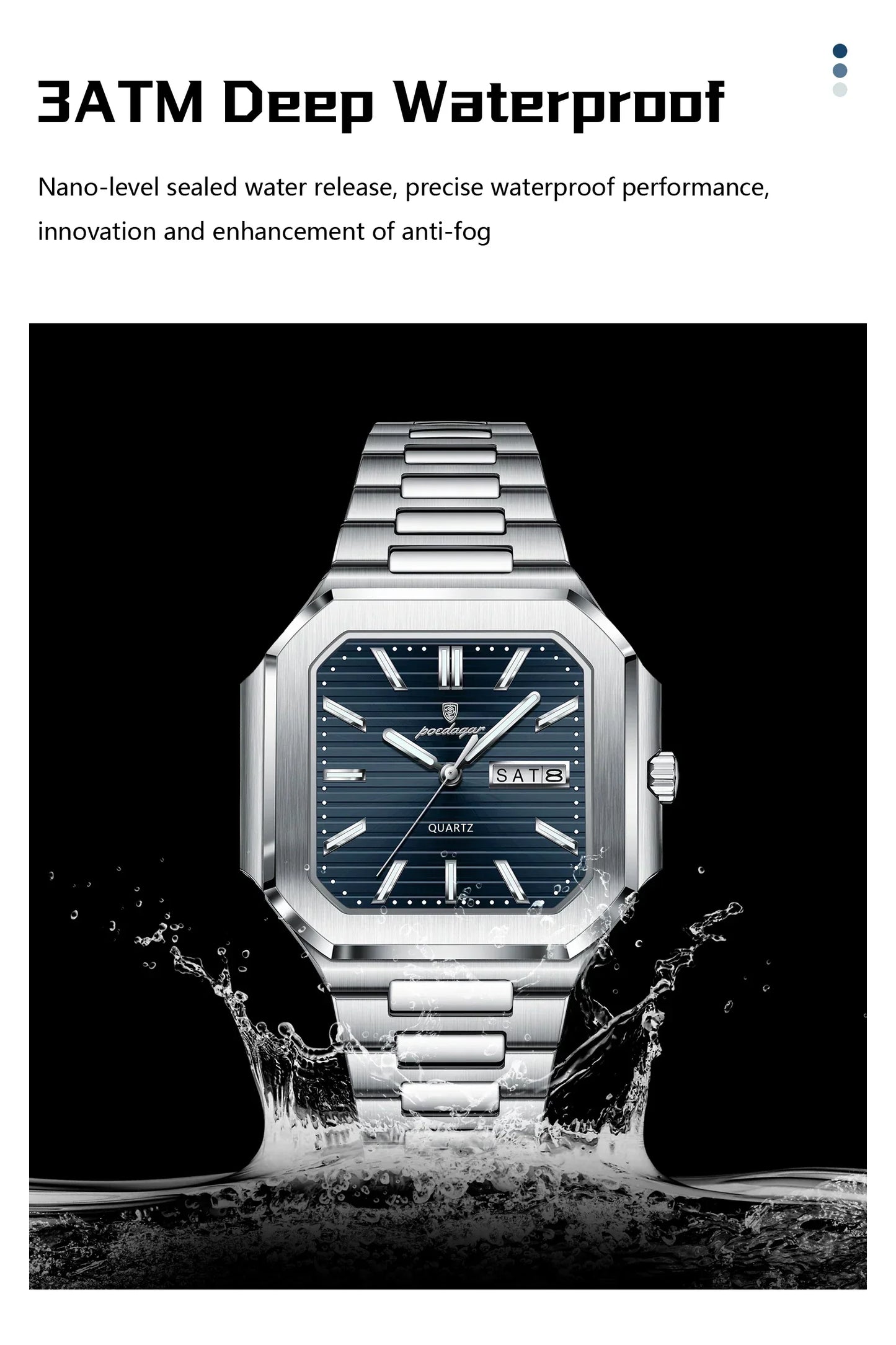 POEDAGAR Royal Square Watch