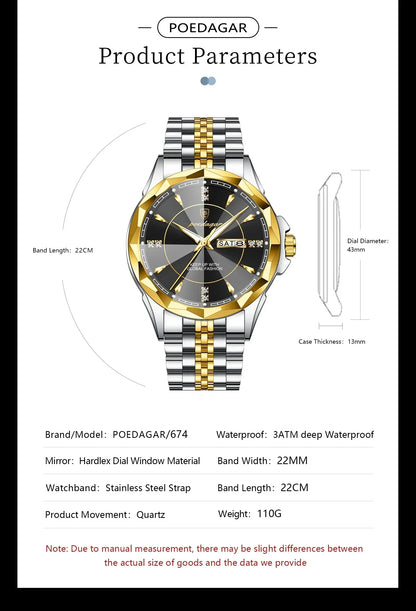 POEDAGAR Royal Steel Watch