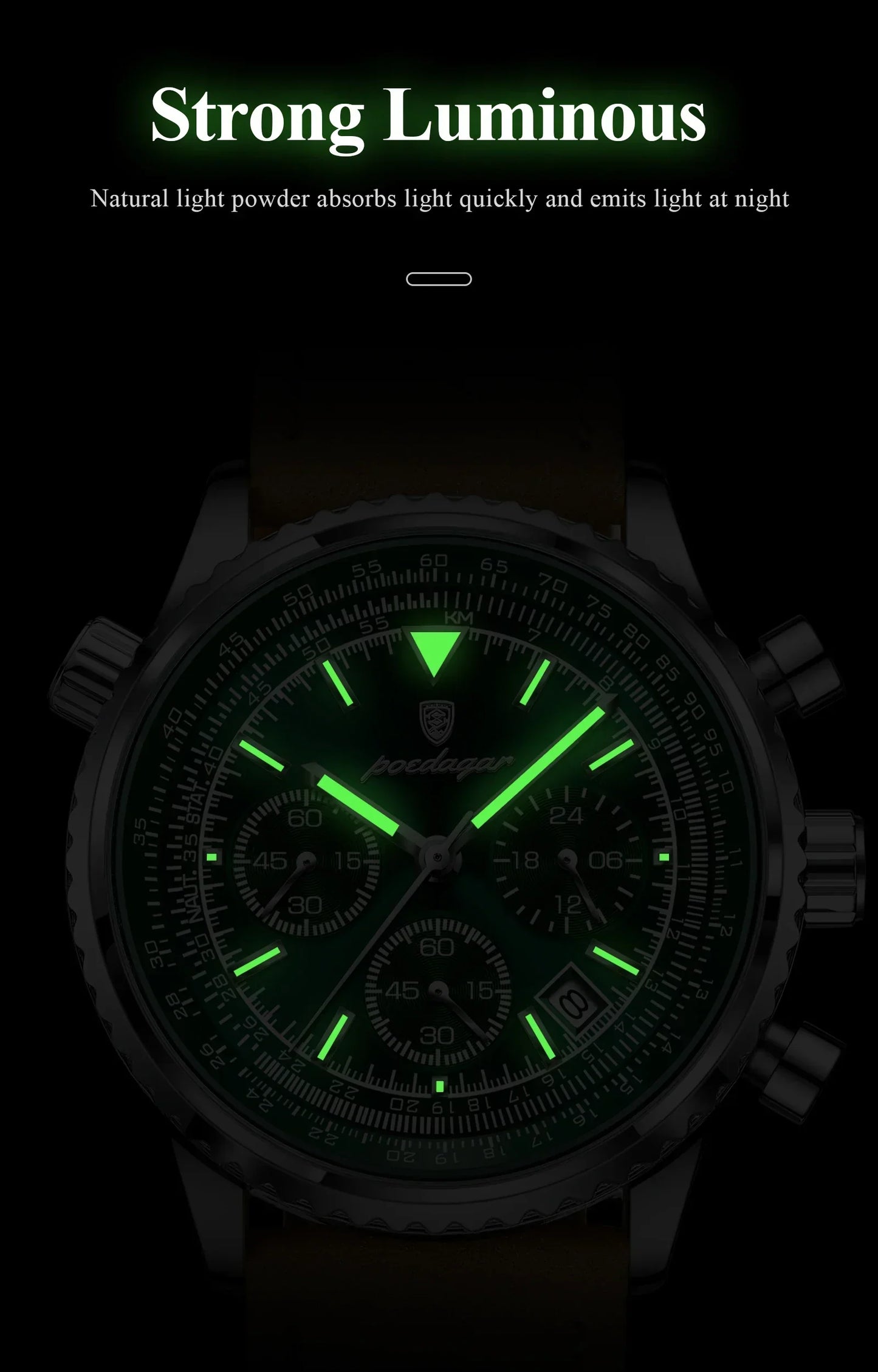 POEDAGAR Chrono Leather Watch