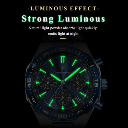 POEDAGAR Chrono Steel Watch