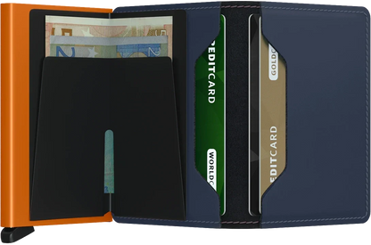 '- RFID Protected Slim Wallet - Matte - Nightblue & Orange