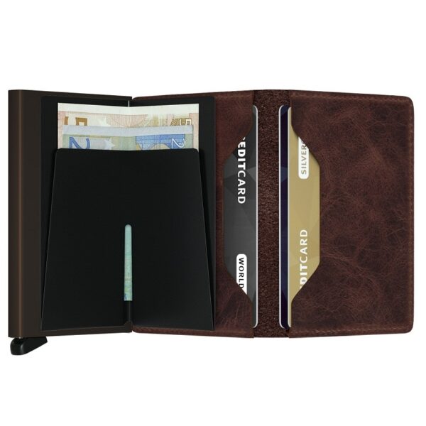 '- RFID Protected Slim Wallet - Vintage - Chocolate