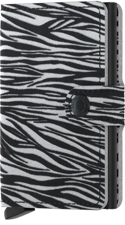 '- RFID Protected Mini Wallet - Zebra - Light Grey