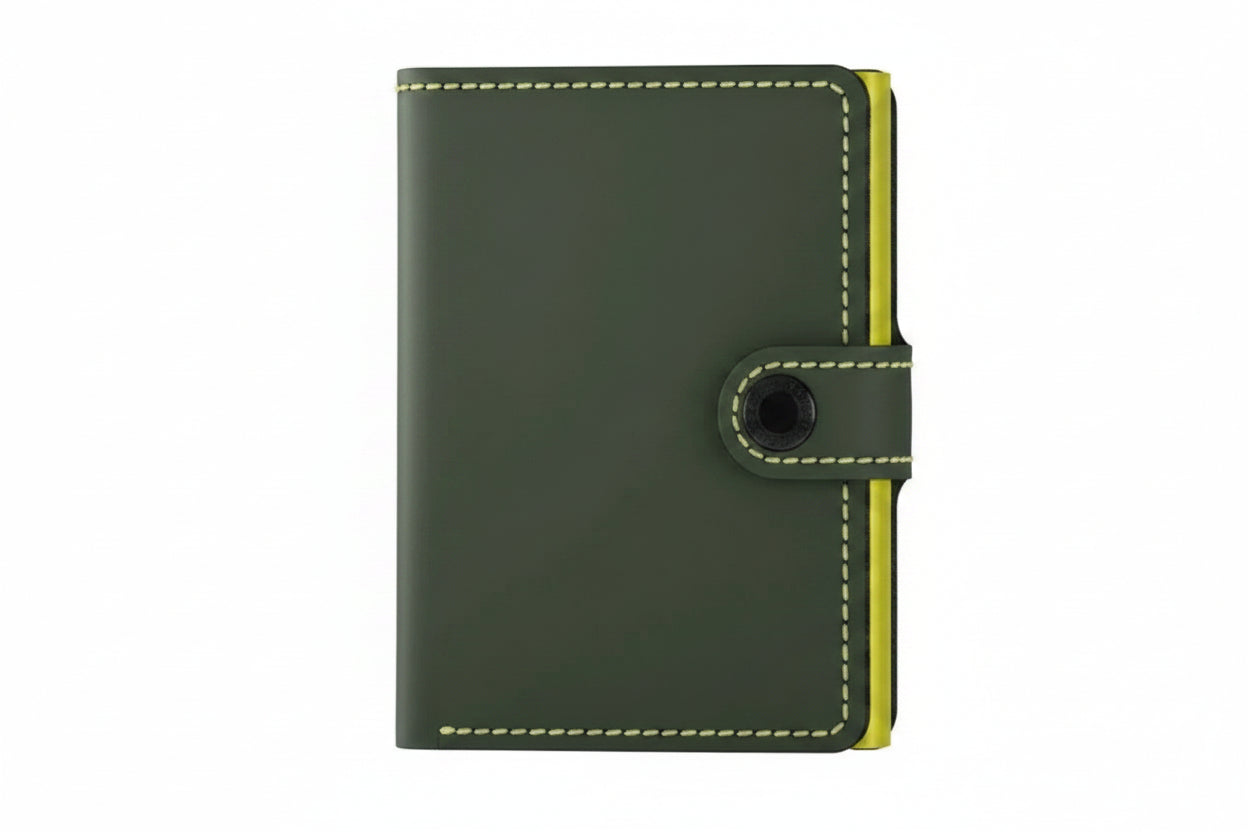'- RFID Protected Mini Wallet - Matte - Green & Lime