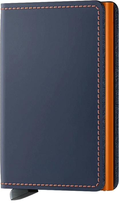'- RFID Protected Slim Wallet - Matte - Nightblue & Orange