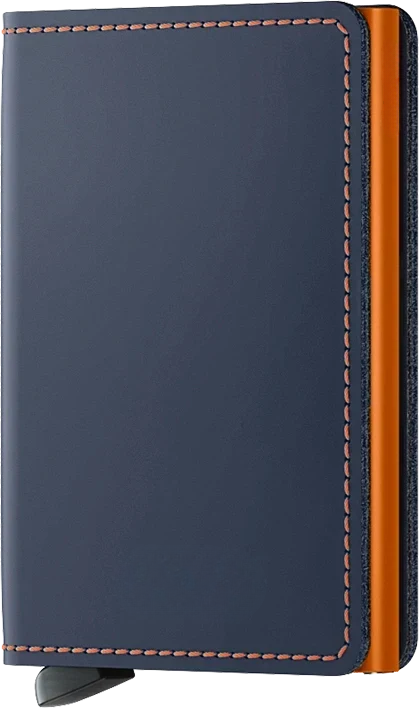 '- RFID Protected Slim Wallet - Matte - Nightblue & Orange